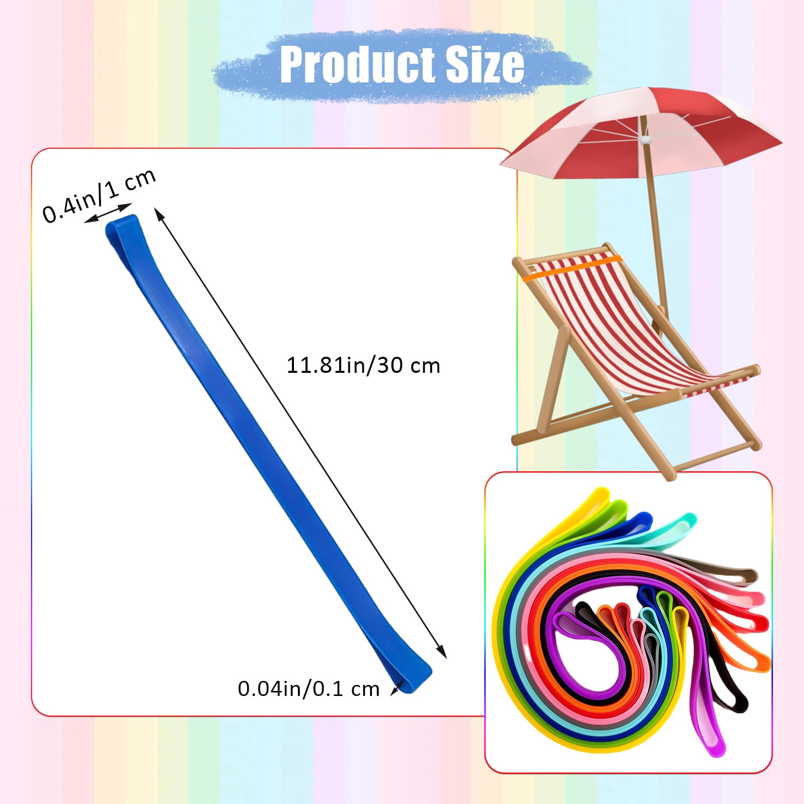 Sicheii 6Pcs Towel Bands, Windproof Silicone Towel Bands for Beach Chairs Cruise Elastic Towel Clips Holder - Image 3
