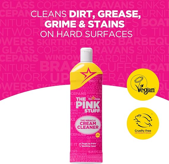 Stardrops The Pink Stuff Miracle Cleaning Bundle Multi-Purpose Paste, Spray & Cream Cleaner (3-Pack) Tough on Stains, Gentle on Surfaces