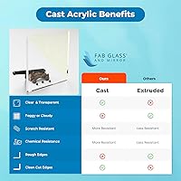 Vista 4 de Fab Glass and Mirror Hoja acrílica de plástico PET de 16 x 20 pulgadas de grosor para protección de estornudos, proyectos de manualidades, plexiglás