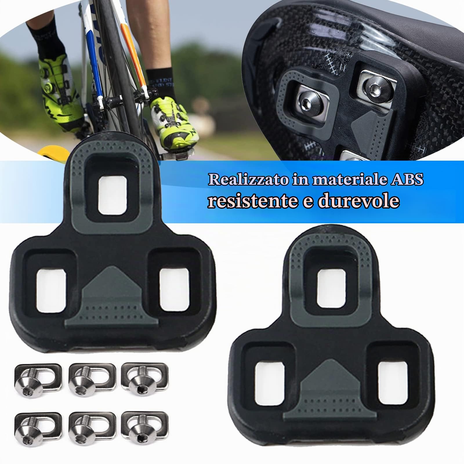 XZEIT Tacchette per Bicicletta KEO compatibili con Look Cleats (4,5° Gradi), tacchette per Bicicletta compatibili, tacchette per Bici da Strada Indoor Outdoor per Donna e Uomo e Scarpe da Ciclismo