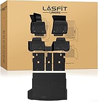 Vista 30 de LASFIT - Tapetes de suelo y maletero de auto, ajuste personalizado, de TPE, para todo tipo de clima, impermeable, juego completo, negros