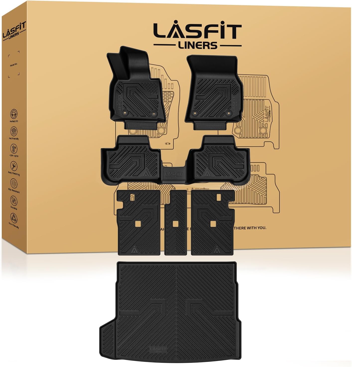 LASFIT Floor Mats & Cargo Mat & Backrest Mats for BMW X3 2025 2026 Custom Fit TPE All Weather 1st & 2nd Row Car Mats and Trunk Liners Accessories for 30 xDrive M50 xDrive