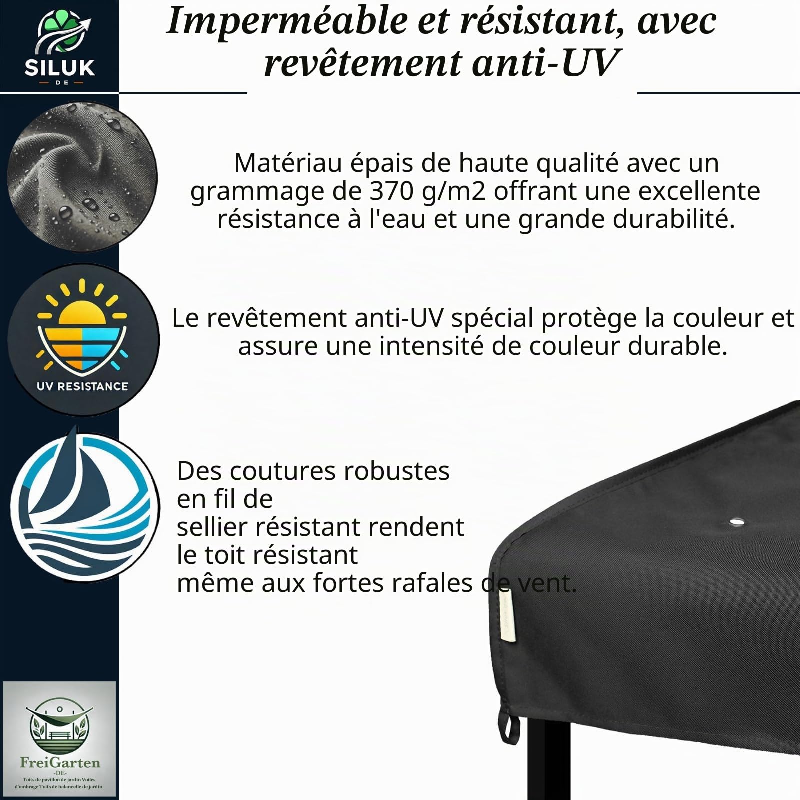 Modèle 2 Toit de rechange pour pavillon de jardin 3 x 3 m Étanche Matériau Panama en PVC, souple, 370 g/m², ultra résistant, modèle 1 (Anthracite)