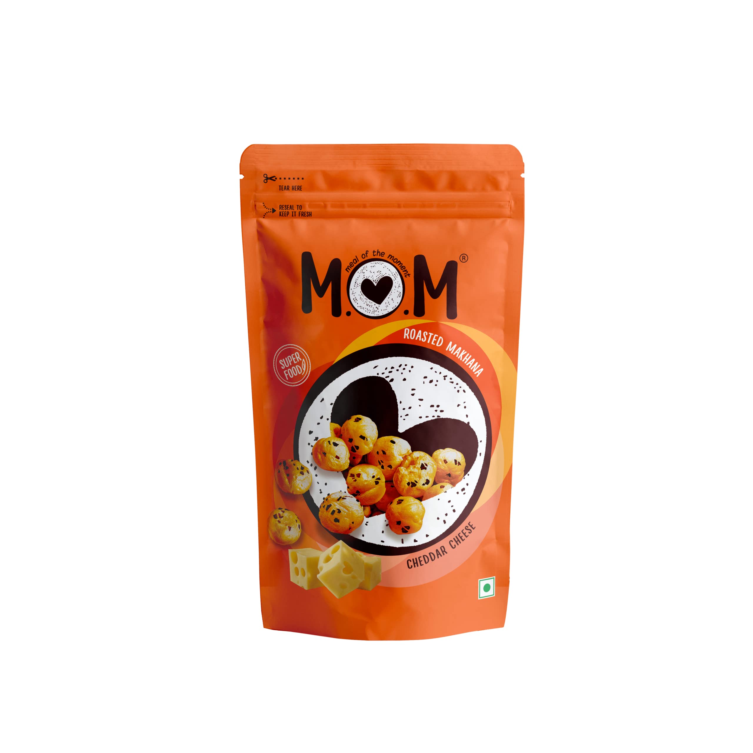 MOM - Meal of the Moment, Roasted Cheddar Cheese Makhana, 52g / 56g | Gluten Free | Anti Oxidants | MSG Free | Zero Trans Fat | No added Preservatives and No Artificial Flavours