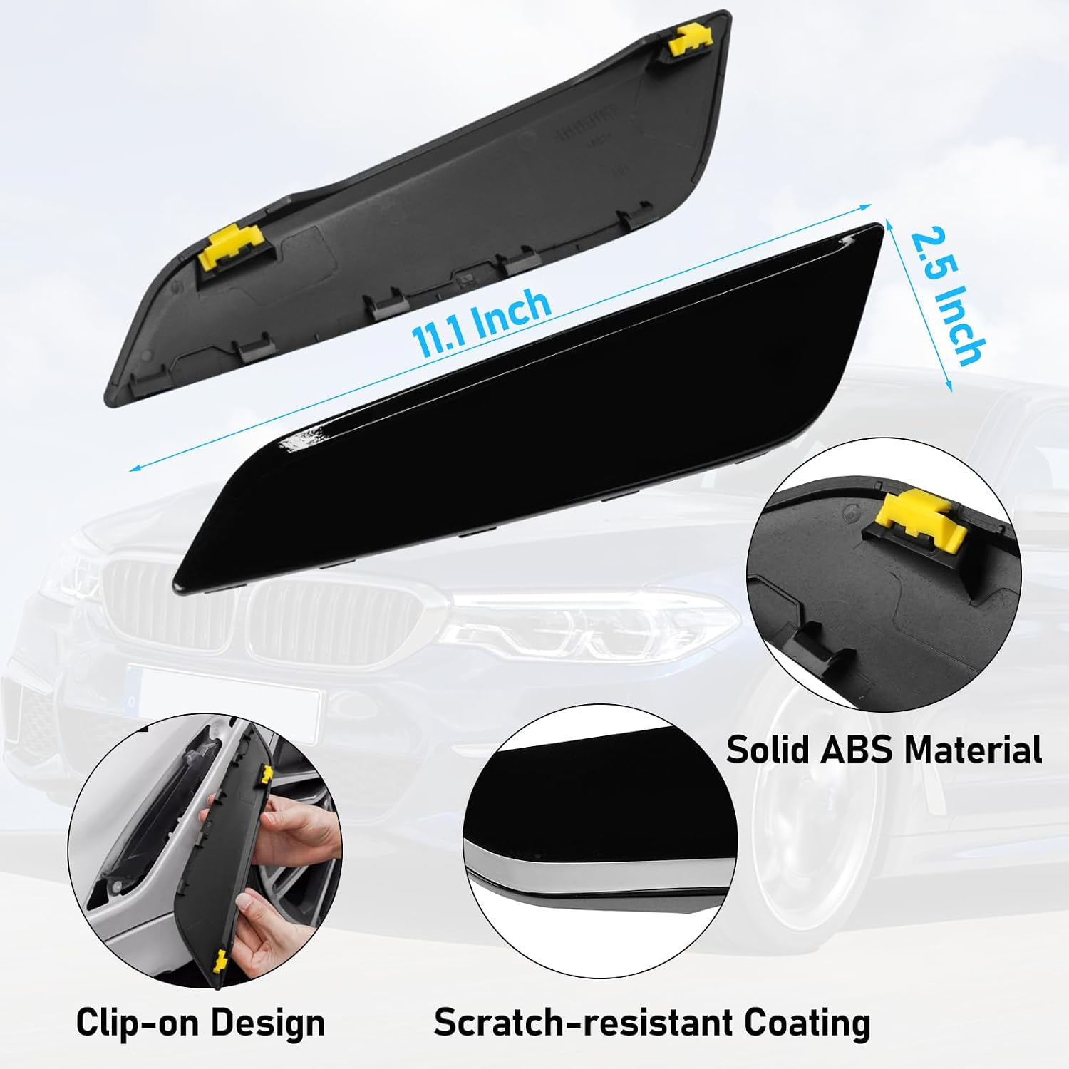 Jaronx Compatible with BMW Fender Vent Replacement for 5 Series G30/G31 2017-2023, Glossy Black Side Fender Vent Trim Cover Air Flow Intake Trim for BMW G31/G30 51137349593 51137349594