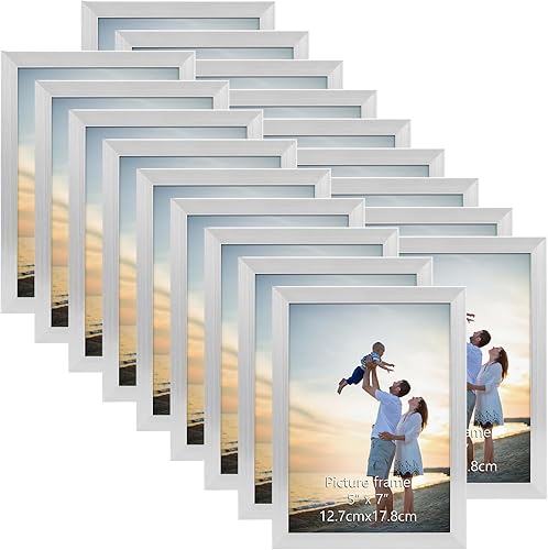 Miniatura 30 de Hoikwo 18 Paquetes Marcos de Fotos de Plástico Múltiples Marrón Rústico de 8x10 con Cubierta de Plástico para Fotos Familiares, Obras de Arte