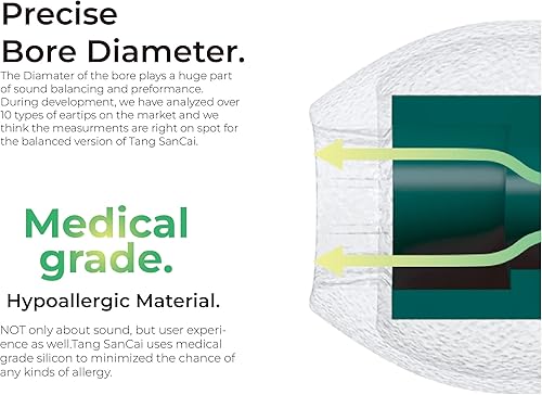 Miniatura 5 de Linsoul TANGZU Tang Sancai - Orejas de dientes rectos con textura mate para IEMs, auriculares intrauditivos, músico audiófilo (S+M+L-3 pares)