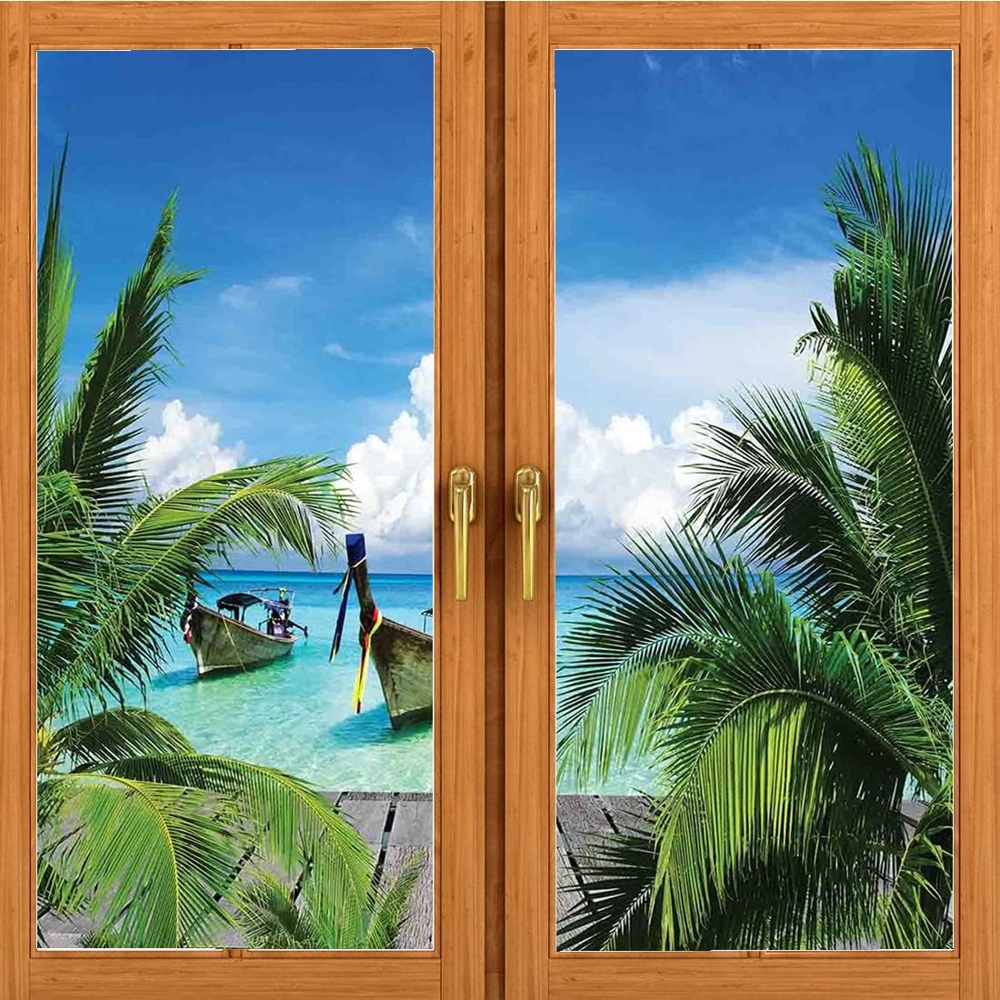 Tropical Blackout Window Film Privacy Static Cling Room Darkening Window Cover Heat