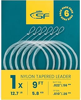 SF 6 sedales de Pesca con Mosca de Nailon preanudado, 2,3 m, 2,7 m, 3,6 m, 0 x 1 x 2 x 3 x 4 x 5 x 6 x 7 mm