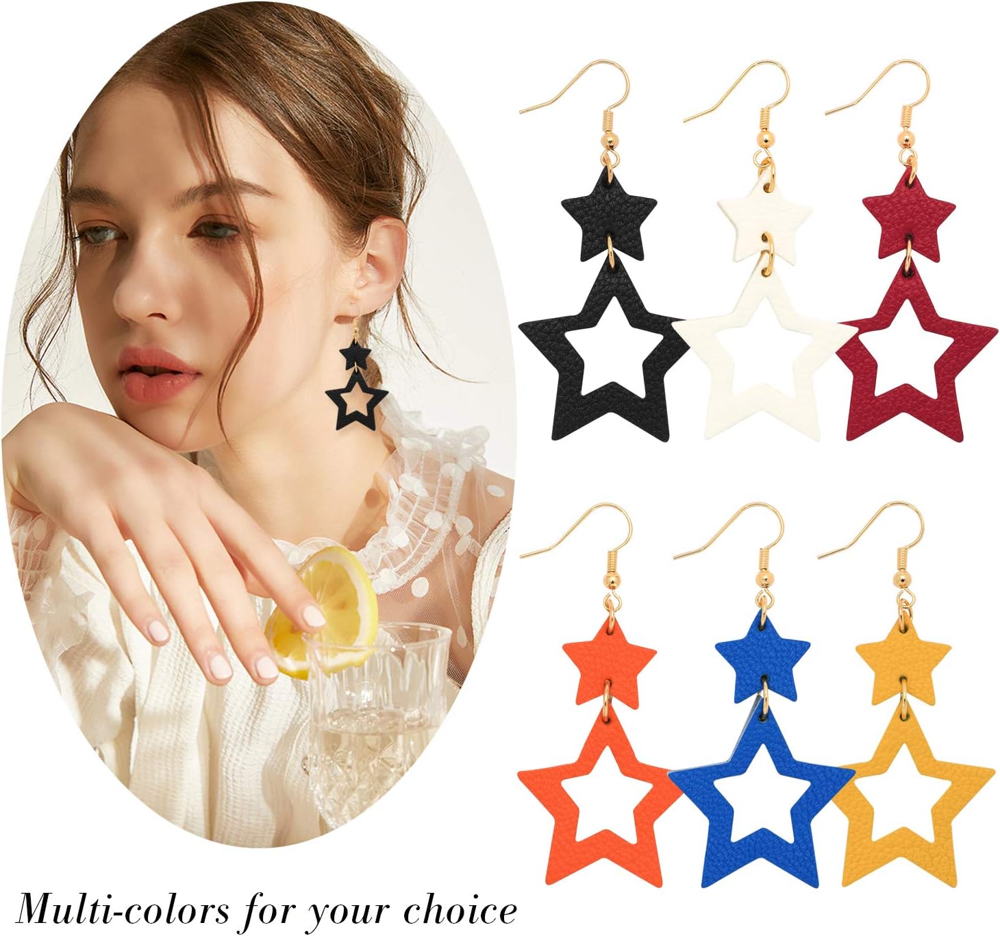 Jagucho Leather Earrings Dangle for Women, Lightweight Hoop Earrings Drop for Teen Girls, Gifts for Women - Image 6