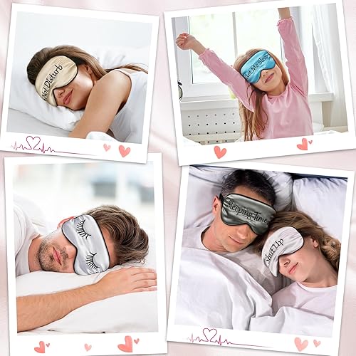 Miniatura 5 de 8 piezas de antifaz de seda para dormir con correa ajustable, suave opaca, para mujeres y hombres, noche completa de sueño, viajes, siesta,