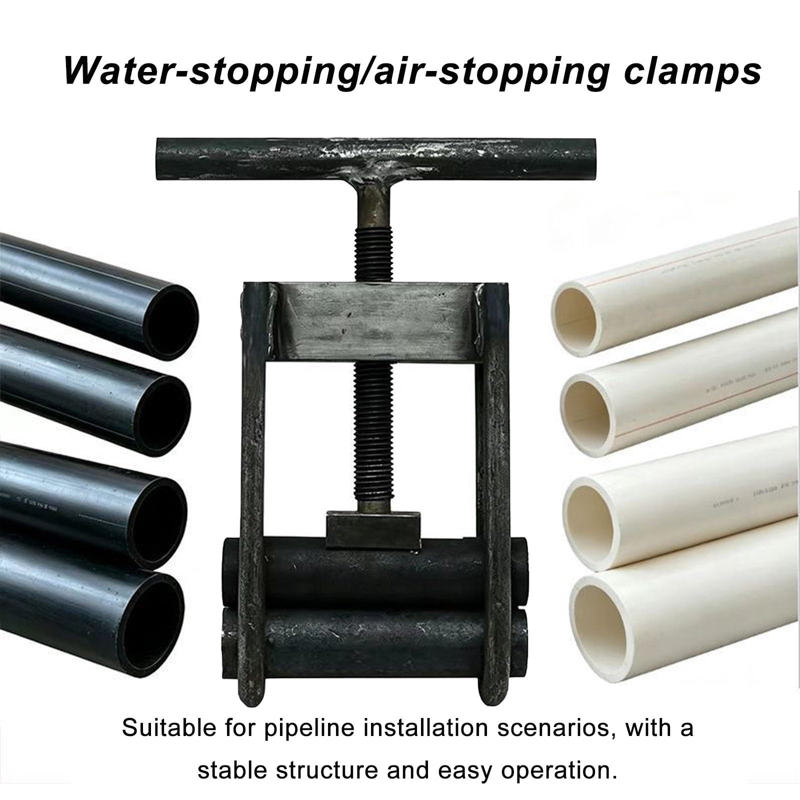 Abquetschwerkzeug, Presswerkzeug for Sanitärinstallationen, Rohrschelle | Massiver Stahl, gute Klemmwirkung, verlängerter Drehgriff, for PVC/PPR/PE/PP-Wasserrohre mit Durchmessern von 0–32 mm