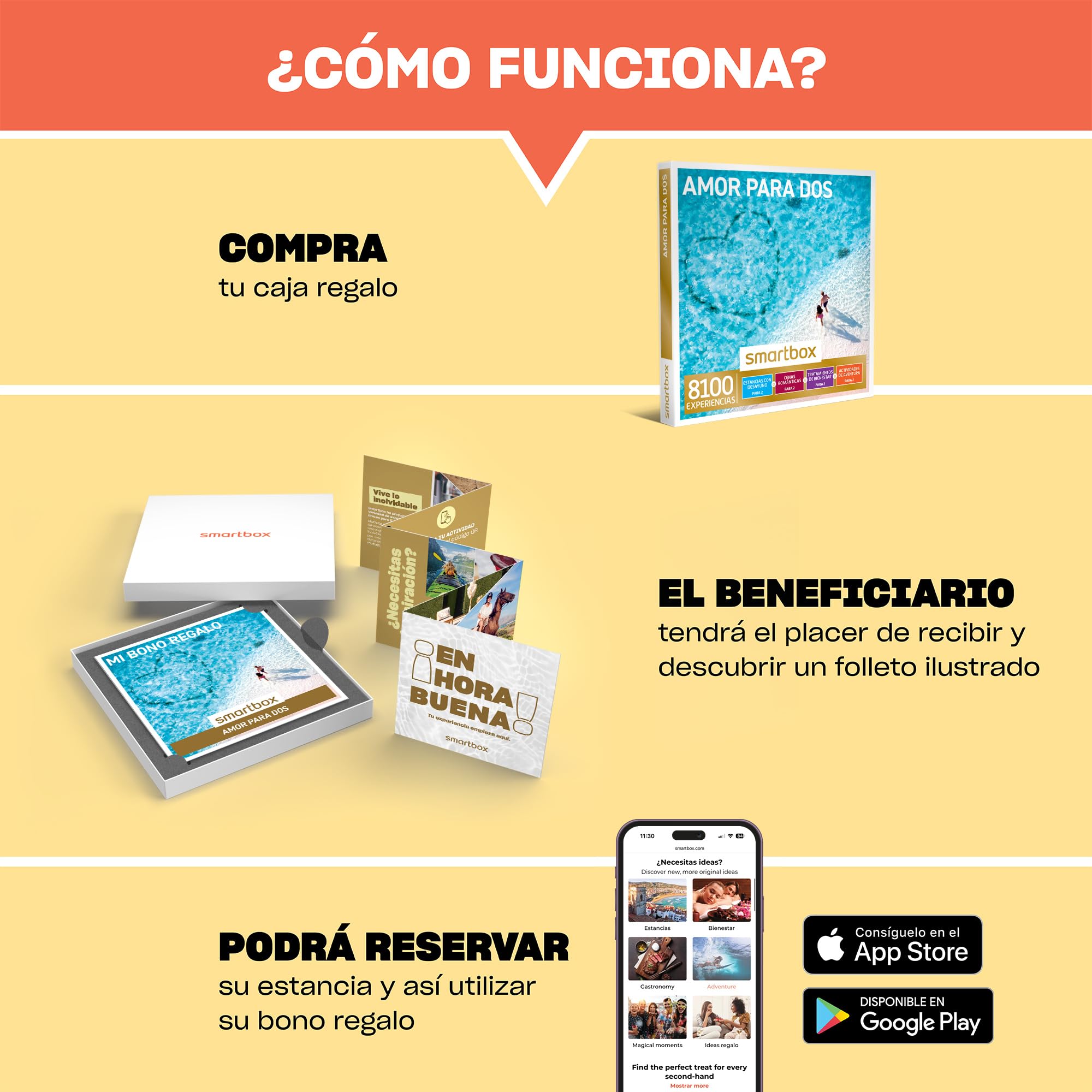 Smartbox - Caja Regalo Amor para Dos - Idea de Regalo Boda - 1 Experiencia de Estancia, Bienestar, gastronomía o Aventura para 2
