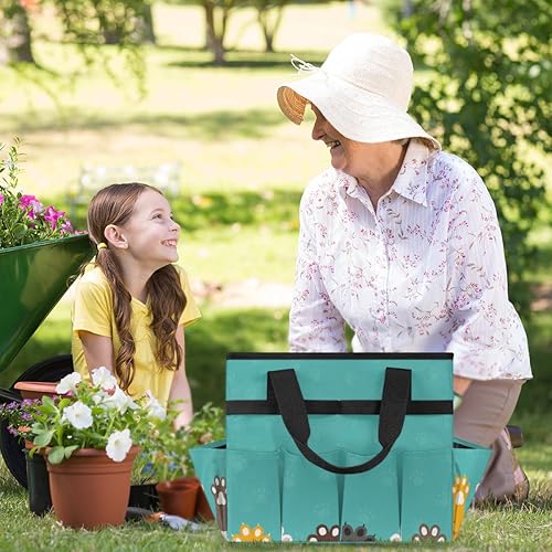 Miniatura 6 de Cat Kitty Paw Print Garden Tool Tote Bag for Women Men Gardening Tool Storage Bags with 10 Pockets Standable Garden Home Tool Kits Organizer for