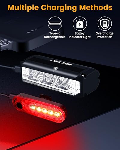 Miniatura 6 de Bright Bike Light for Night Riding, 9000 Lumen Bicycle Light High Beam Low Beam, USB Rechargeable Bicycle Headlight Set, Waterproof Bike Headlight