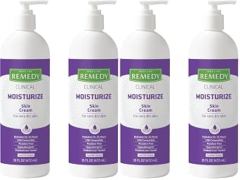 Medline Remedy Clinical Skin Cream,Vanilla Scent 16 fl oz,Moisturizing Face and Body Cream for All Ages,Paraben & Sulfate Free,Quick Absorbent Formula,Hypoallergenic Skin Moisturizer,Pack of 4