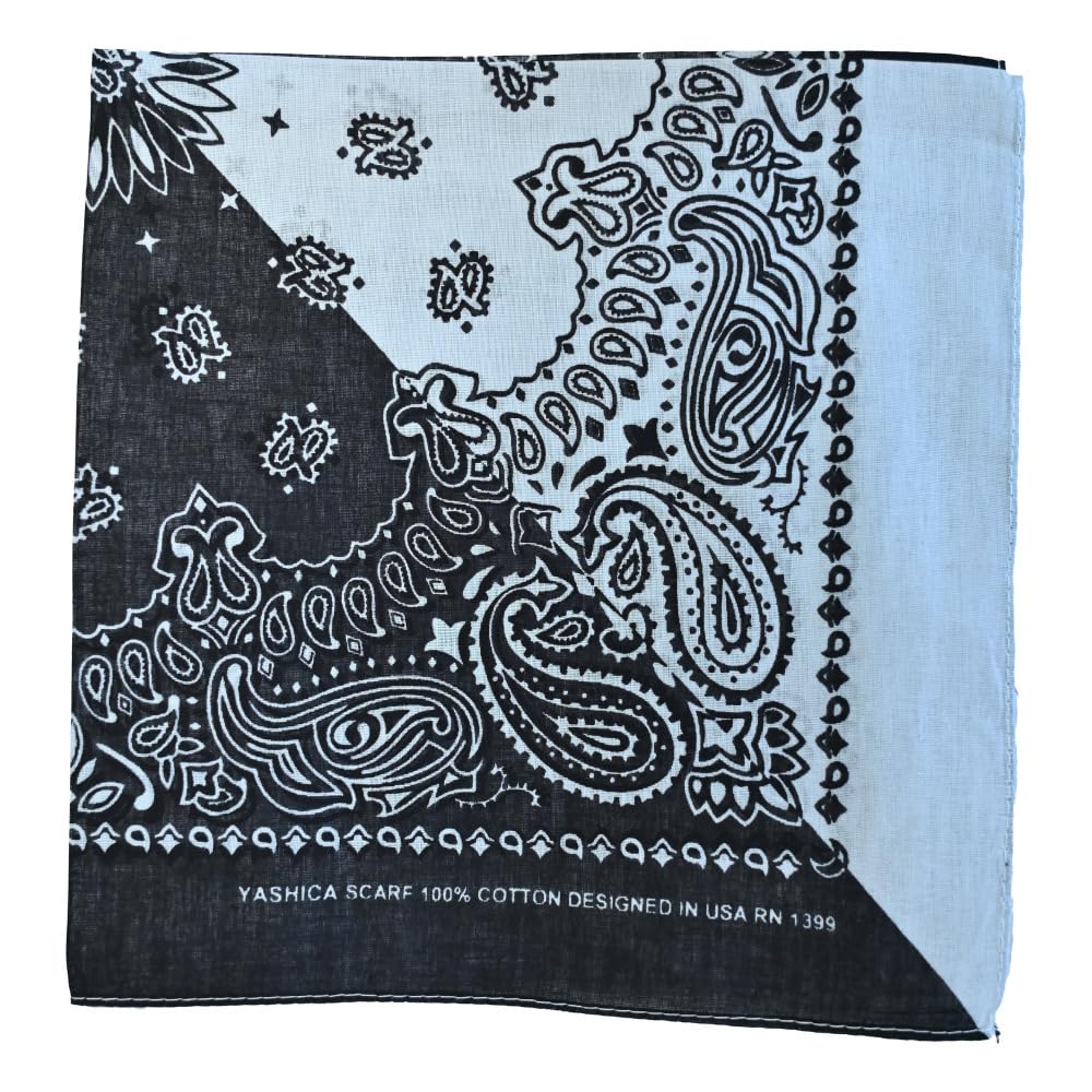 The Tie Company Unisex White Black Paisley Psychedelic Dye Bandana Headband Funky Scarf Head Wrap - Paisley