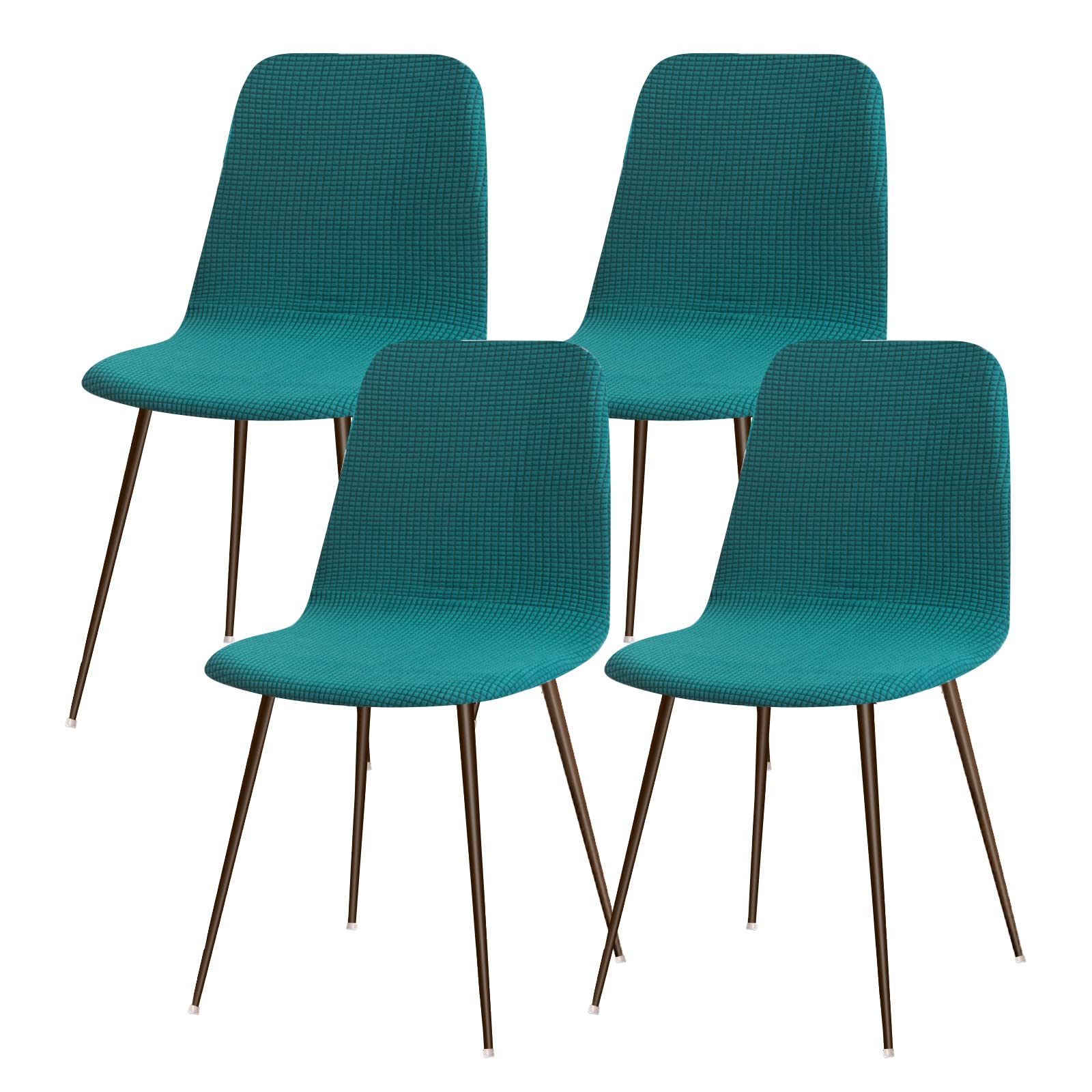 Lydevo Coprisedia Elasticizzati con Schienale 4 Pezzi,Coprisedia con Schienale Rotondo per Sala da Pranzo Jacquard Lavabile Universale,Fodere per Sedia da Soggiorno Cucina per Casa,Verde