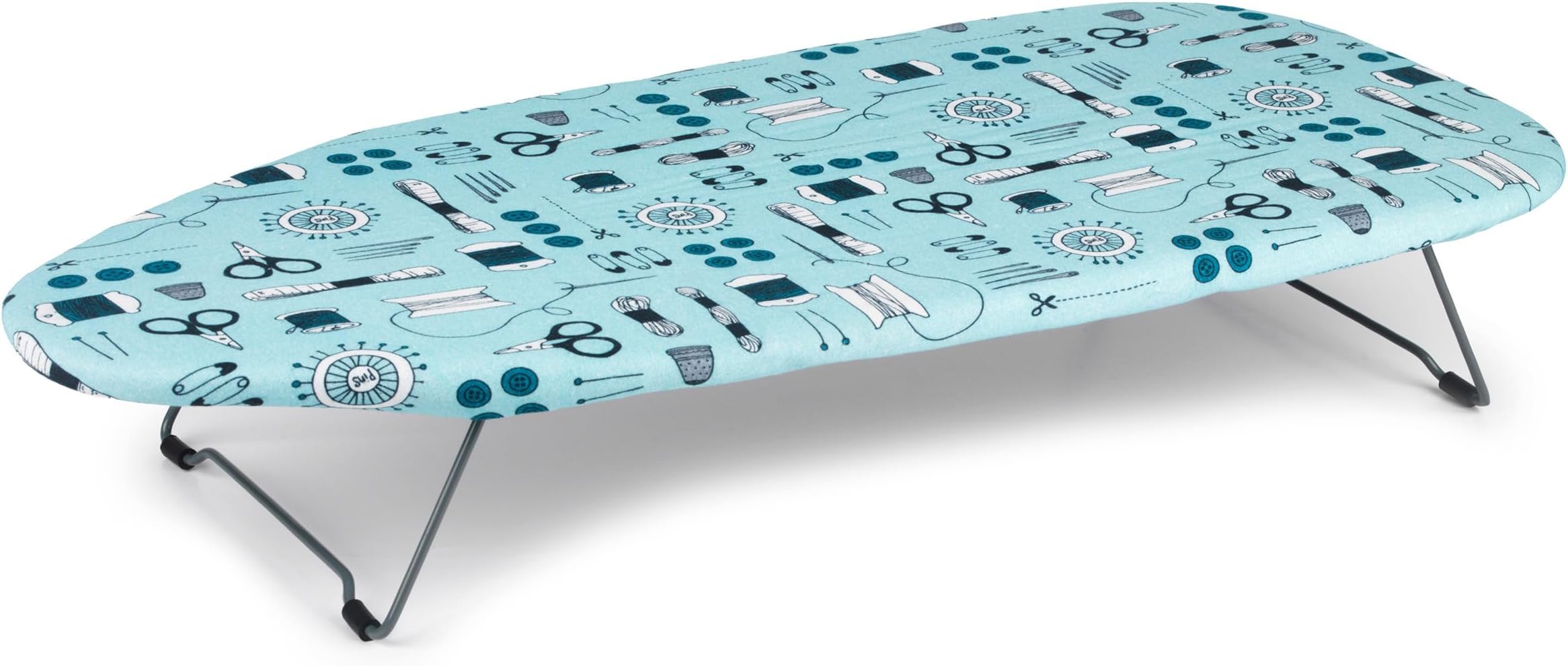Beldray LA023735SEW Tabletop Ironing Board, Suitable for Left and Right-Handed Users, 73 x 31cm,100% Cotton Cover, Sew Print, Lightweight, Easily Foldable Legs, Perfect for Travel & Small Spaces