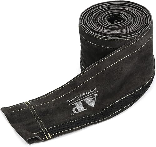 Miniatura 8 de TIG - Funda para cable de soldadura de cuero resistente al fuego con costuras de Kevlar, fundas de cable MIGplasma marrón, 137 pulgadas