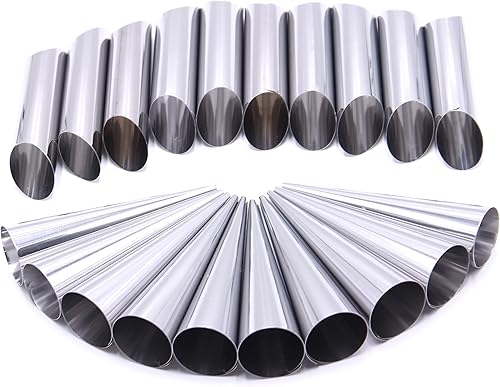 Miniatura 2 de Moldes de cuerno de crema de acero inoxidable, 21 piezas, tubos de forma de canoli, moldes para hornear croissant con cepillo de limpieza