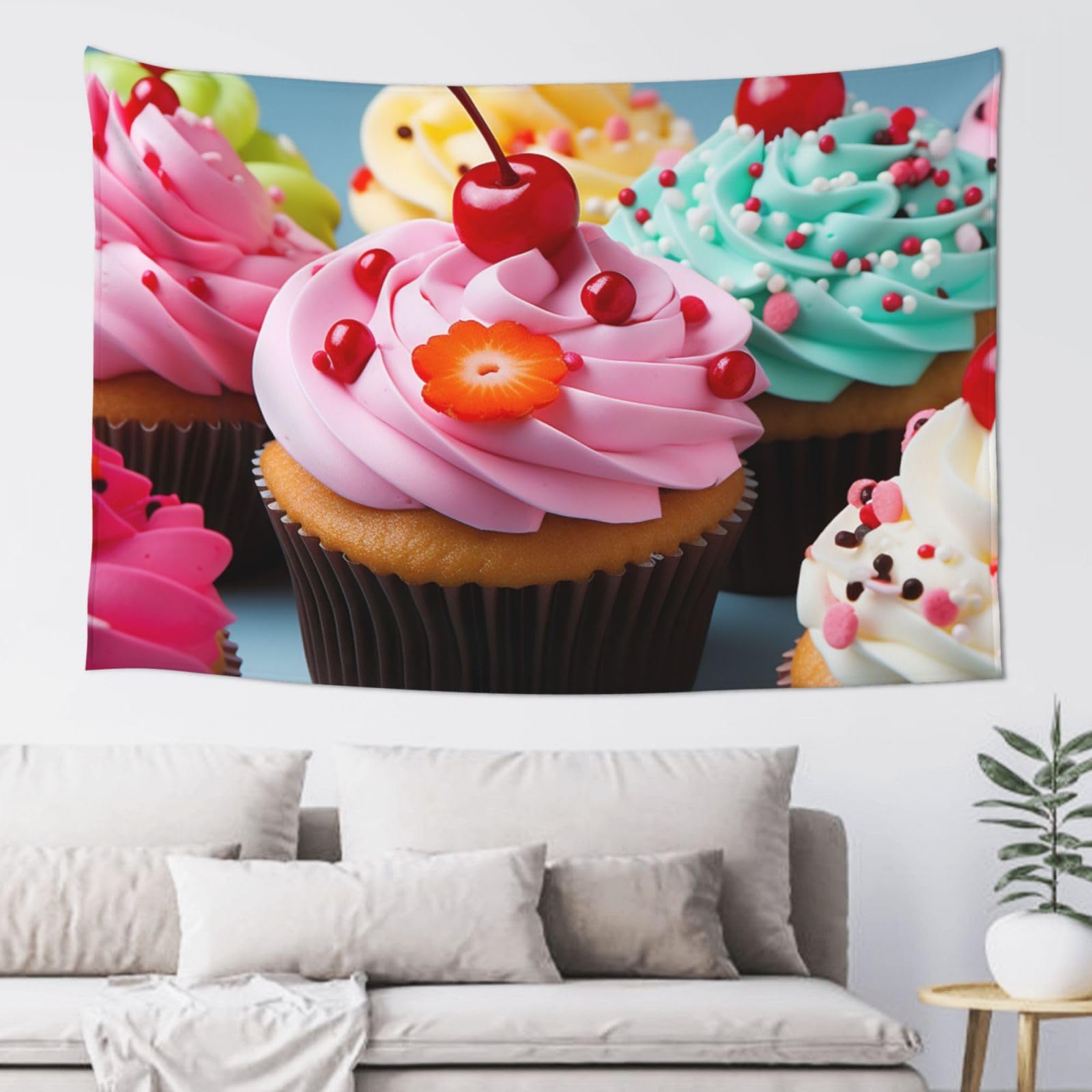 FodPand Cupcake Tapestry for Bedroom Aesthetic, Wall Hanging Tapestries Art Decor Backdrop Wall Tapestry for Dorm Living Room Funny Poster Party Banner Background 40" X 60"