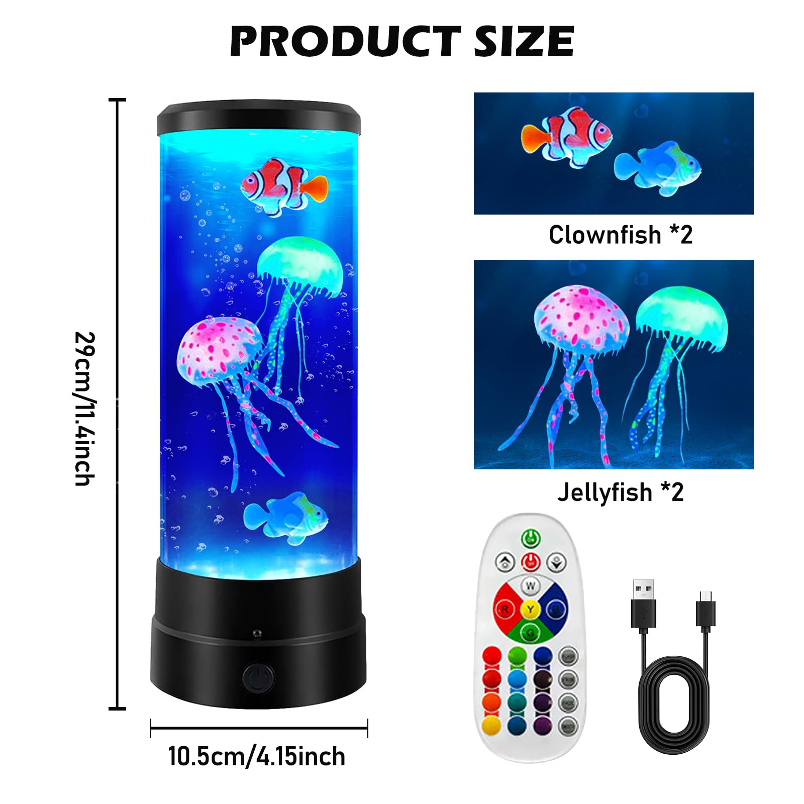BORDEAG Quallen Lampe, Quallen Lavalampe Mit 17 Farben 4 Lichtmodi Fernbedienung, Jellyfish Lamp, Quallen Aquarium Lampe, Lavalampe, Fantasy Quallen Lavalampe Für Büro Zuhause Deko