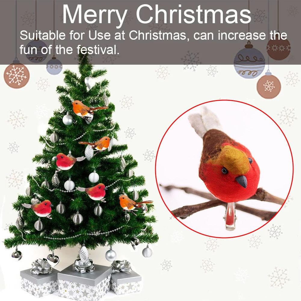 Pack Mit 3 Weihnachts-Rotkehlchen – Je 14 Cm, Für Tischdeko, Weihnachtsbaum Oder Kuchen