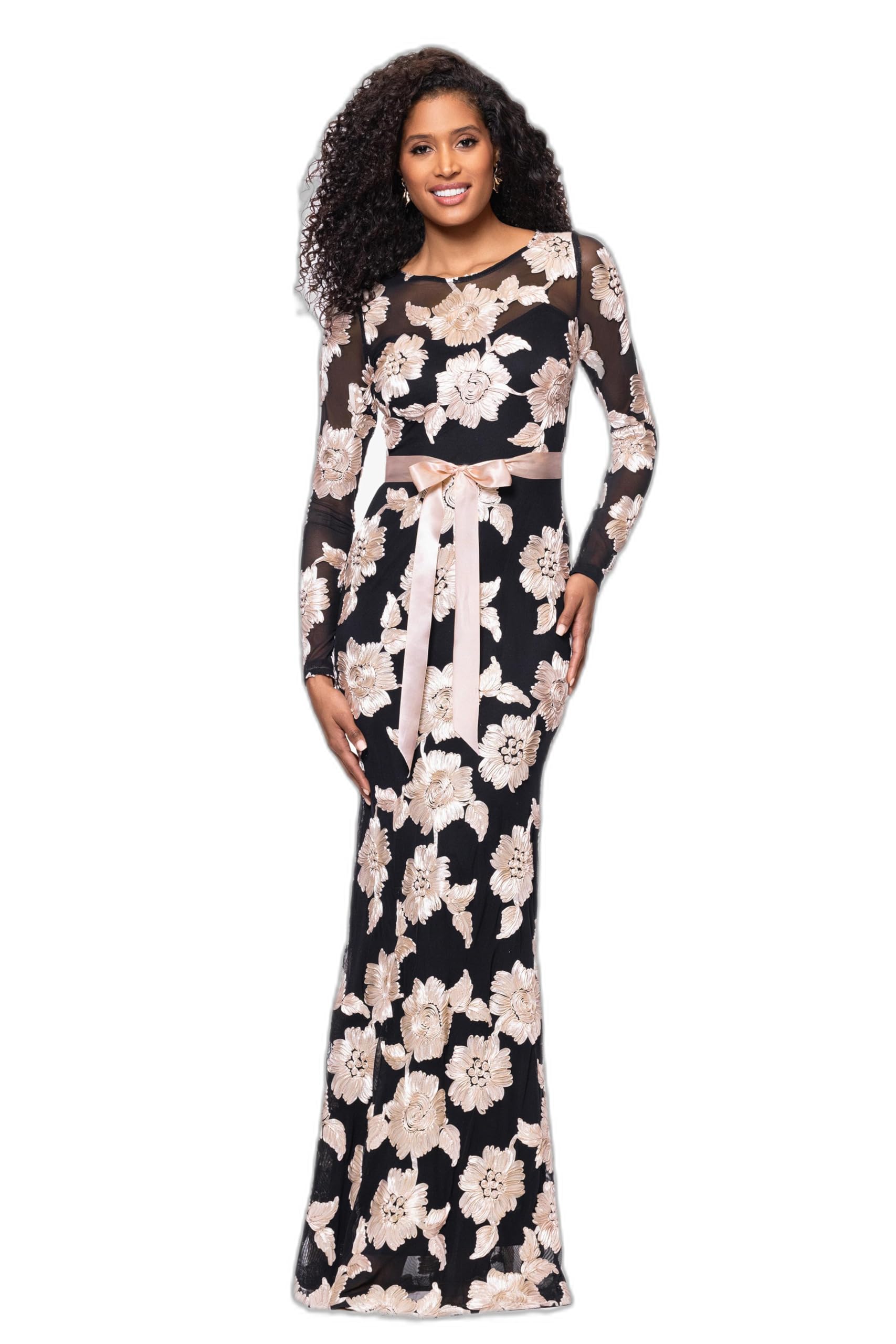 Betsy &amp; Adam Women's Betsy &amp; Adam Women's Galaxy Knit Cowl Neck Drape Sleeve Floor Length Dress