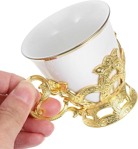 Miniatura 3 de ABOOFAN 1 juego de tazas de café vintage, elegantes tazas de capuchino con platillos reutilizables tazas de espresso para té con leche