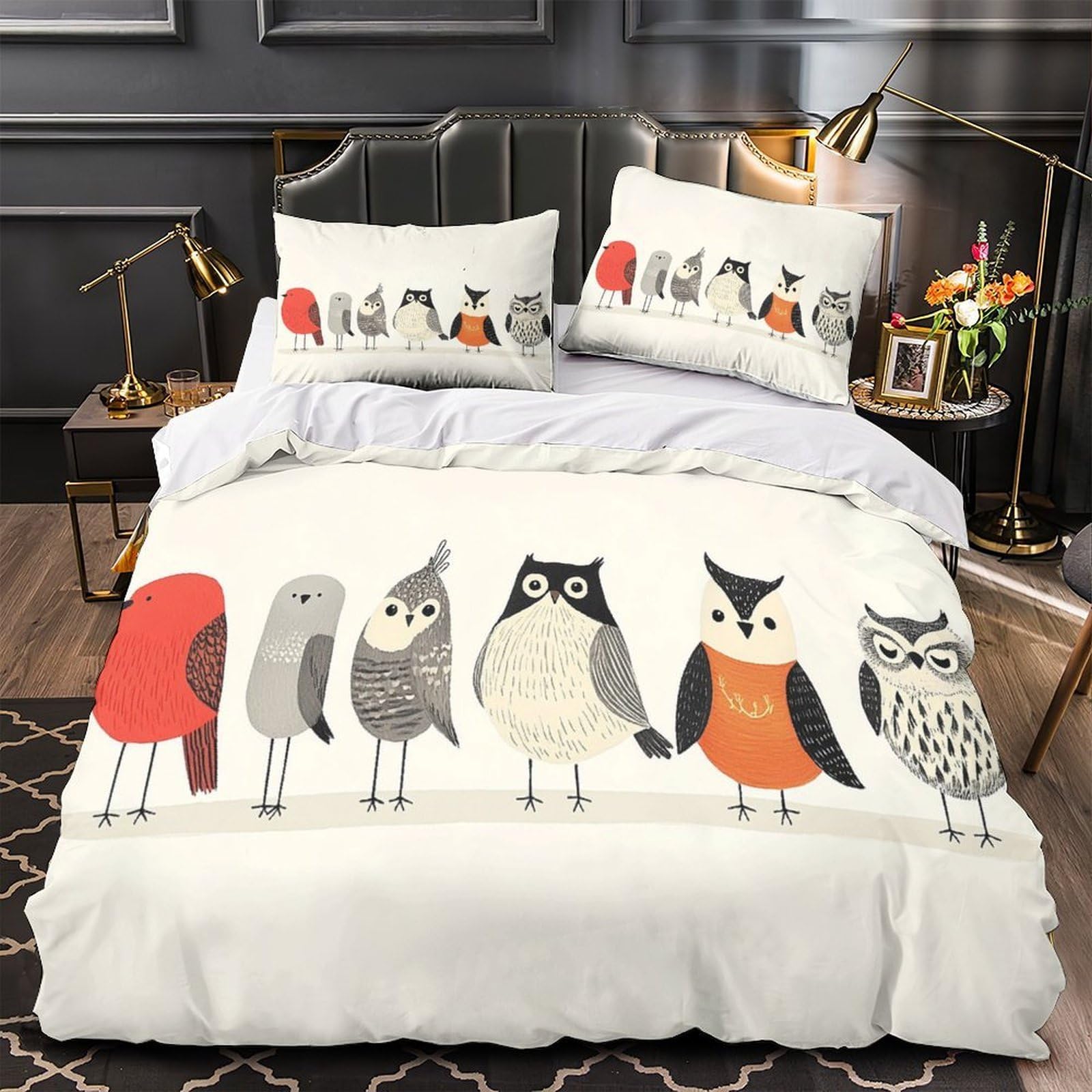 3D Printed 3 Pieces Bedding Set Bedroom Decor Extra Coon Birds Comforter Cover Machine Washable Hotel Quality for Youth,Teens,Boys Illustrated Animal Collection Quilt Cover Double（200x200cm）