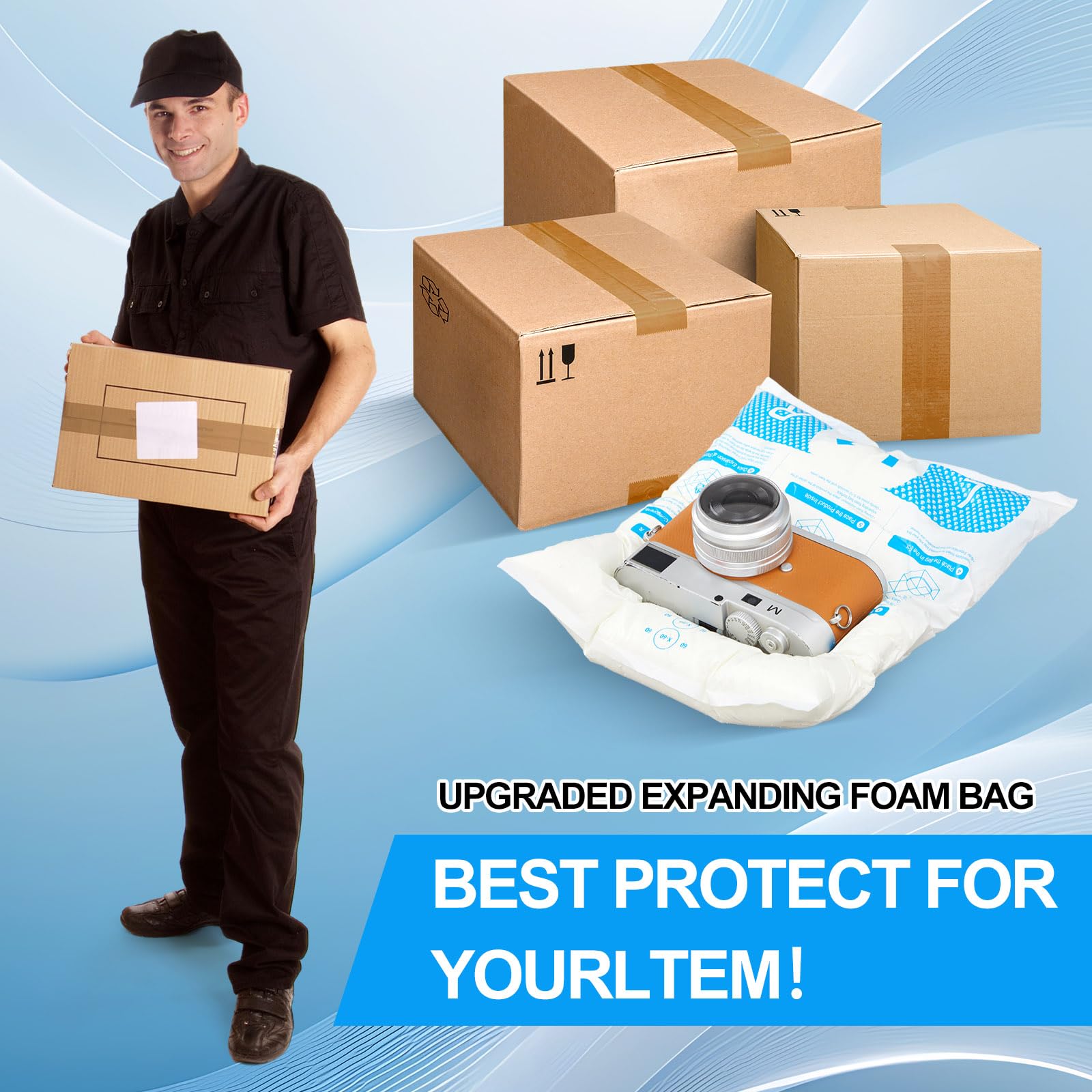 Pangda 32 Stück 25,4 x 30,5 cm expandierende Schaumstoffverpackung für PC und unregelmäßig geformte Gegenstände, stoßfester, erweiterbarer Verpackungsschaum, schützendes Computer-Versandmaterial für