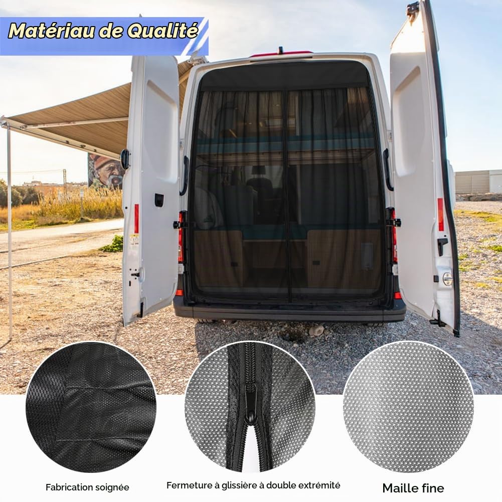Moustiquaire Compatible avec VW Crafter II 2017- pour Hayon | Moustiquaire Magnétique Pare Soleil, Filet d'ombrage de Porte Arrière
