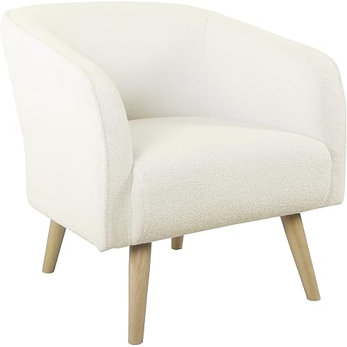 HomePop Modern Swoop Accent Chair, Cream