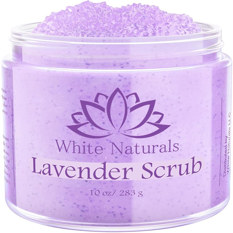 Esfoliante corporal White Naturals com óleo de lavanda e sal do Mar Morto, pote grande 340 g