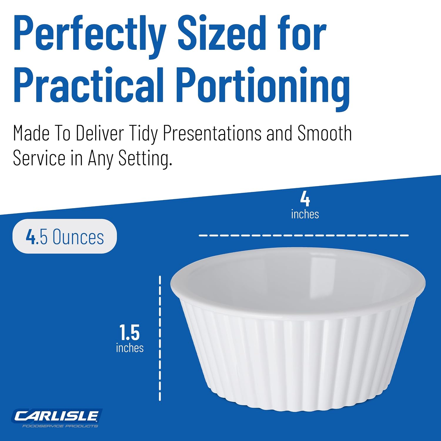 Carlisle FoodService Products 084502 SAN Fluted Ramekin, 4.5 oz Capacity, White (Case of 48)