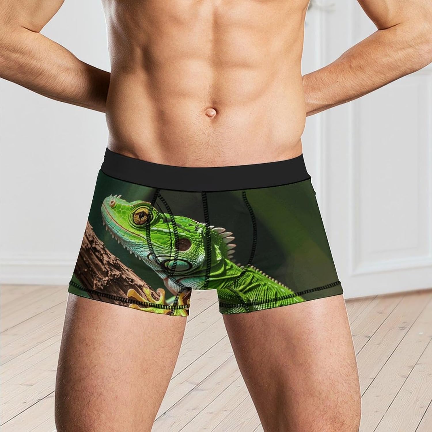 Green Geckos Mens Boxer Briefs Short Breathable Underwear Trunks Soft Moisture-Wicking Boxer Shorts Novelty Underpants XL