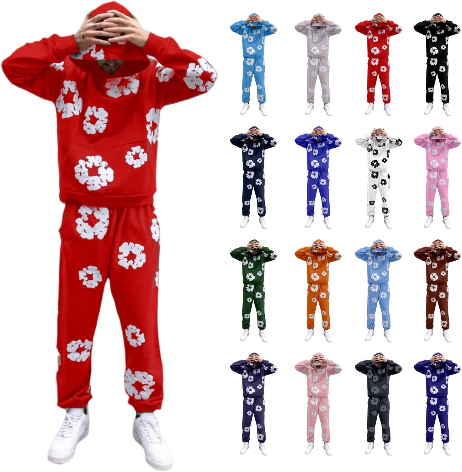 Tracksuit Men's Jogging Suit Hooded Tops & Trousers Set 2-Piece Tracksuit Sports Suit Streetwear Cotton Loose Leisure Suit Leisure Suit Y2K Hip Hop Pullover Jogging Bottoms Activewear Unisex