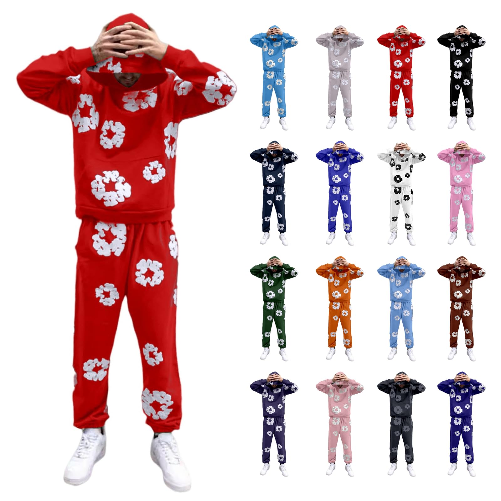 Tracksuit Men's Jogging Suit Hooded Tops & Trousers Set 2-Piece Tracksuit Sports Suit Streetwear Cotton Loose Leisure Suit Leisure Suit Y2K Hip Hop Pullover Jogging Bottoms Activewear Unisex