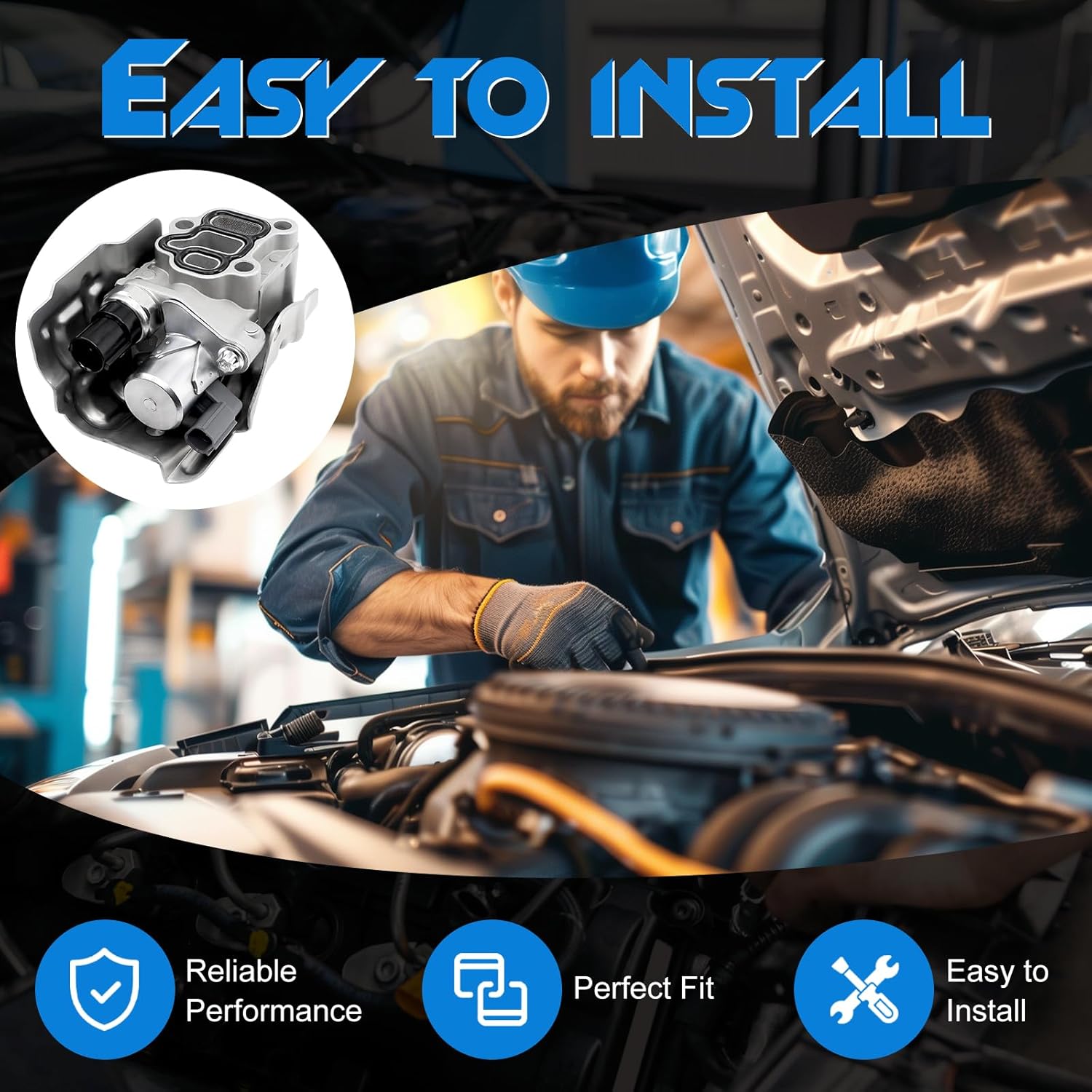 VTEC Solenoid Spool Valve Assembly with Oil Pressure Switch, Gasket, Compatible with Honda Accord 2003-2007, Civic 2002-2005, CR-V 2002-2009, Element 2003-2011 & Acura RSX 2002-2006, 15810-PNE-G01