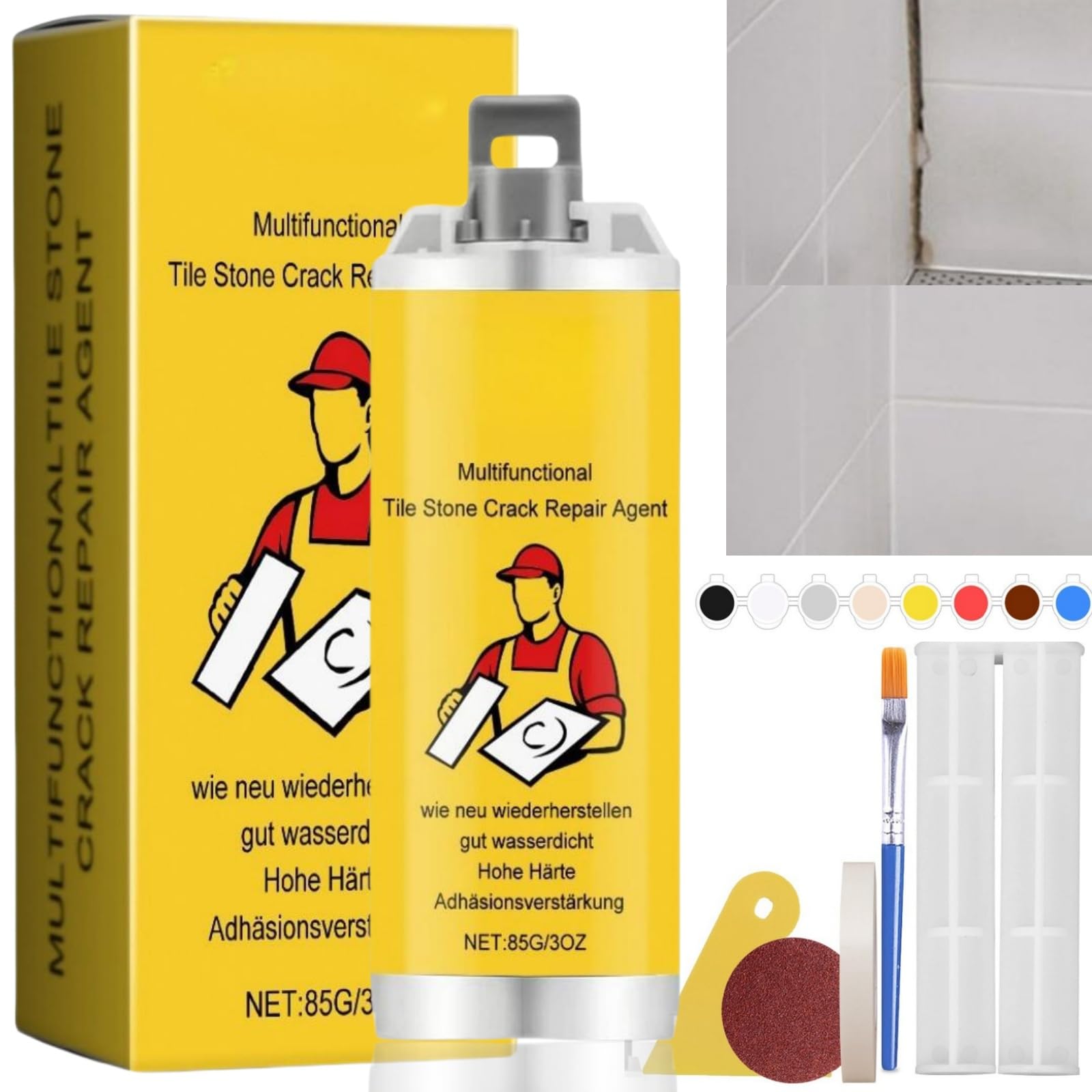 Xinyig Multifunctional Tile Stone Crack Repair Kit,Tile and Ceramic Glaze Repair Paste,Porcelain Repair Kit for Fix Cracked Bathtub Chip Countertop Porcelain,Tile Granite Repair Kit,Tile Repair Kit