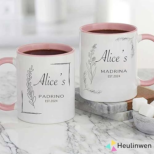 Miniatura 2 de Padrinos De Bautizo Propuesta Set 2 Tazas Café 11 oz, Quieres Ser Mi Madrina est 2024, Regalo de propuesta de padrinos para Niño, Niña, Padrinos de