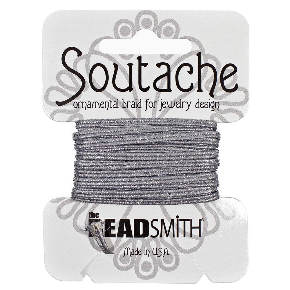 PARACORD PLANET Textured Metallic Polyester Soutache Cord – Soutache Braid for Jewelry Design, Passementerie Projects, and Arts and Crafts Projects – 3 Millimeter Cord in 3 Yard Length (Matte Silver)
