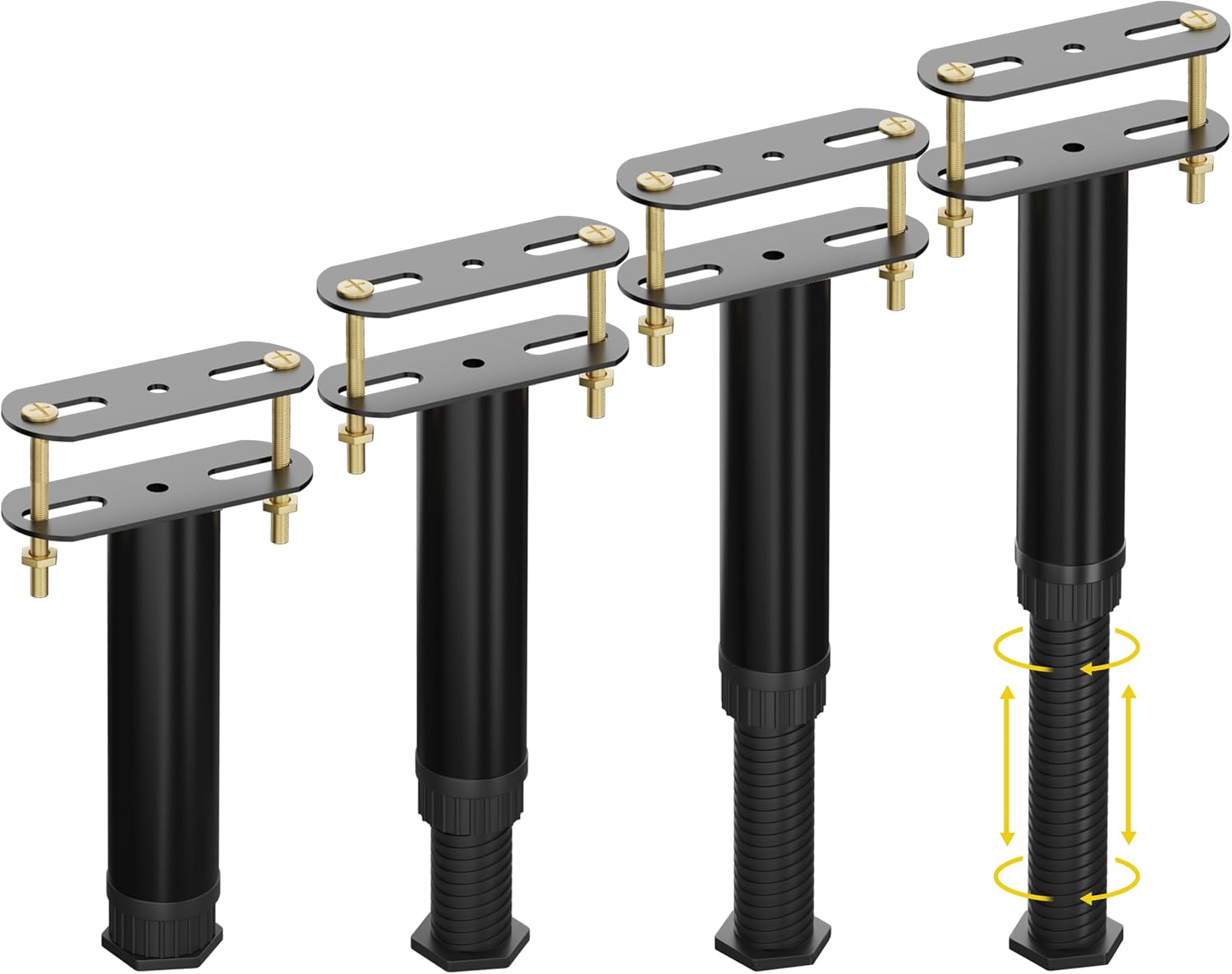 Wlrrcwdttc 4 Pcs Adjustable Height Bed Support Legs 7.08-12.6 inch with Locking Ring, Bed Frame Center Support Legs for Bed Frame/Bed Center Slat/Furniture, Bed Replacement Legs Bed Slats Support Legs