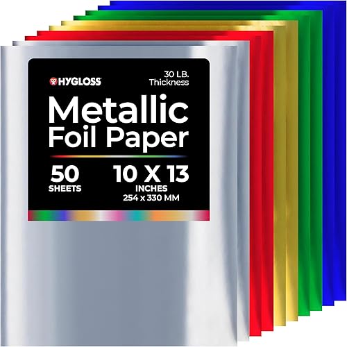 Miniatura 17 de Hygloss Papel de aluminio metálico – 100 hojas de 10 colores surtidos brillantes – 10 x 13 pulgadas – Papel de aluminio ideal para manualidades – 10