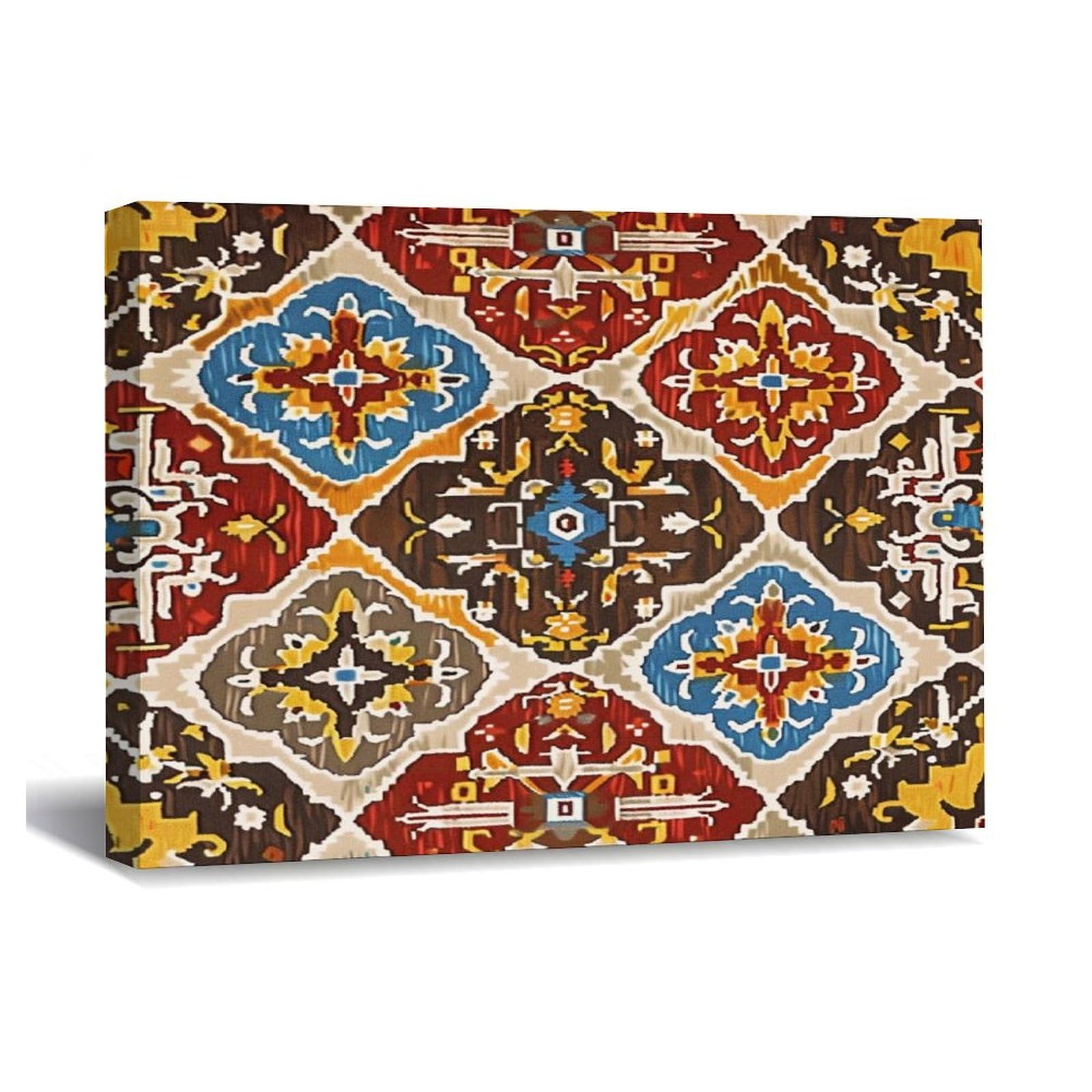 Geometric Kilim Moroccan Ikat Canvas Wall Art 20x16in Printed Pictures Artwork Posters Paintings Decoration for Living Room Bedroom Office Coffee Club New Home Birthday Gifts