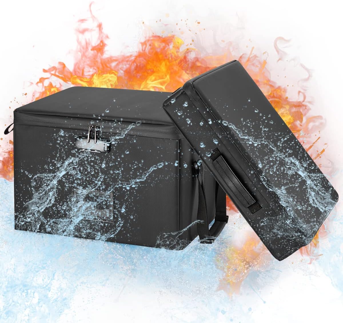 MUIFA Fireproof Document Box with Lock, 2Layer Portable Fireproof File