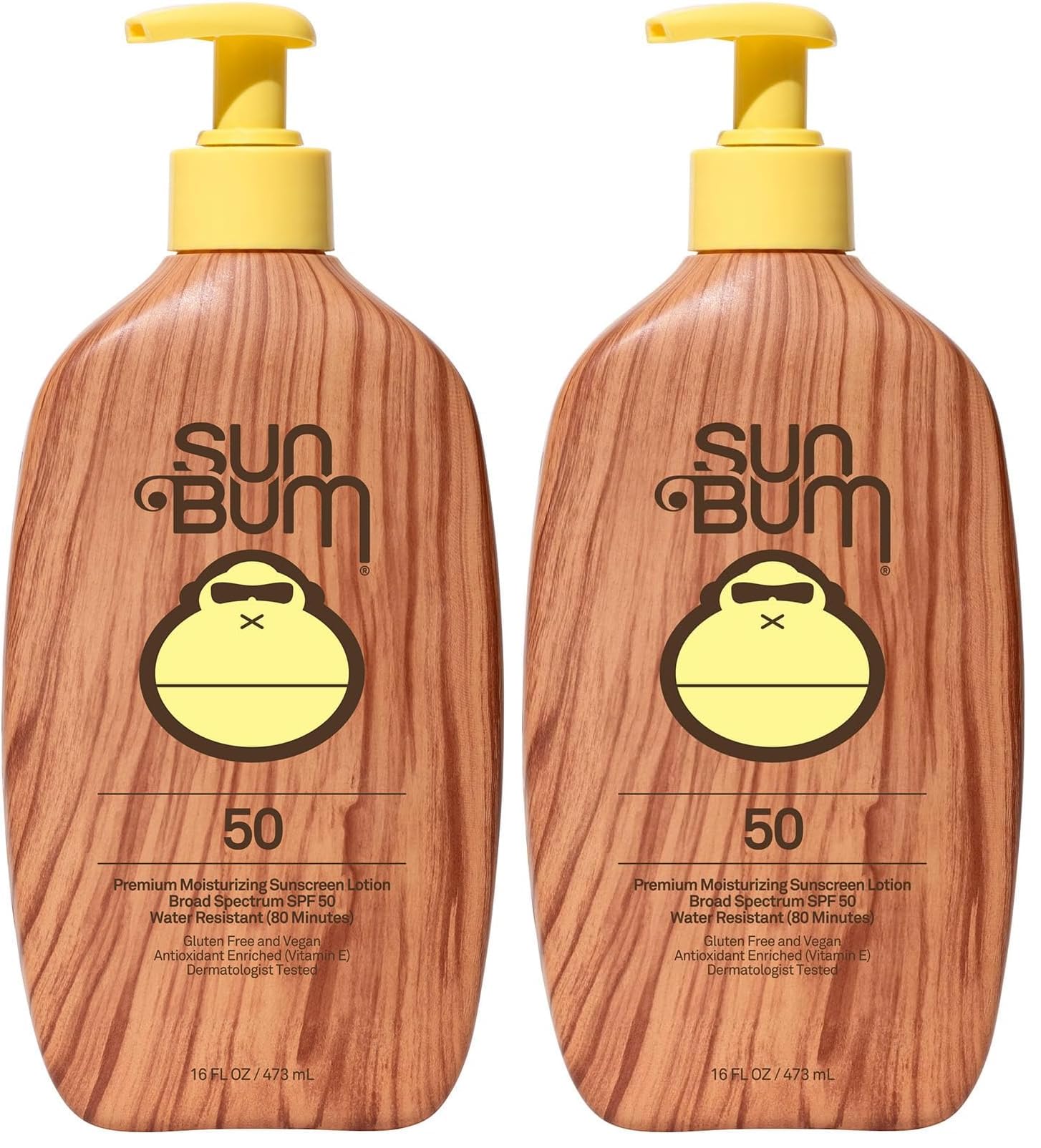 Sun Bum Original SPF 50 Sunscreen Body Lotion - Broad Spectrum Moisturizing Sunscreen with Vitamin E - Hawaii 104 Act Compliant (Made Without Octinoxate & Oxybenzone) - 16 oz, (Pack of 2) SPF 50 16 Fl Oz (Pack of 2)