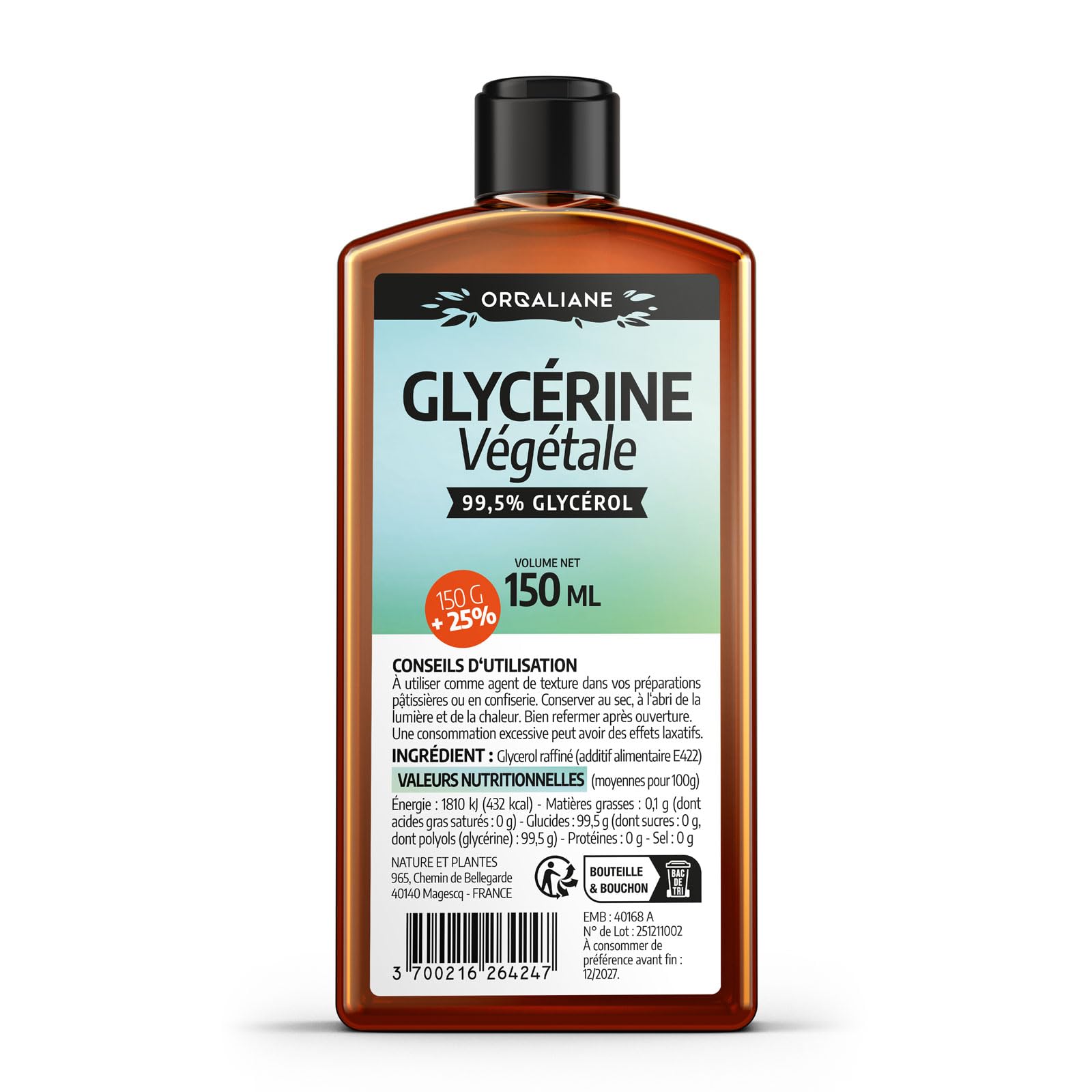 Glicerina vegetal 150 ml - 100% vegetal