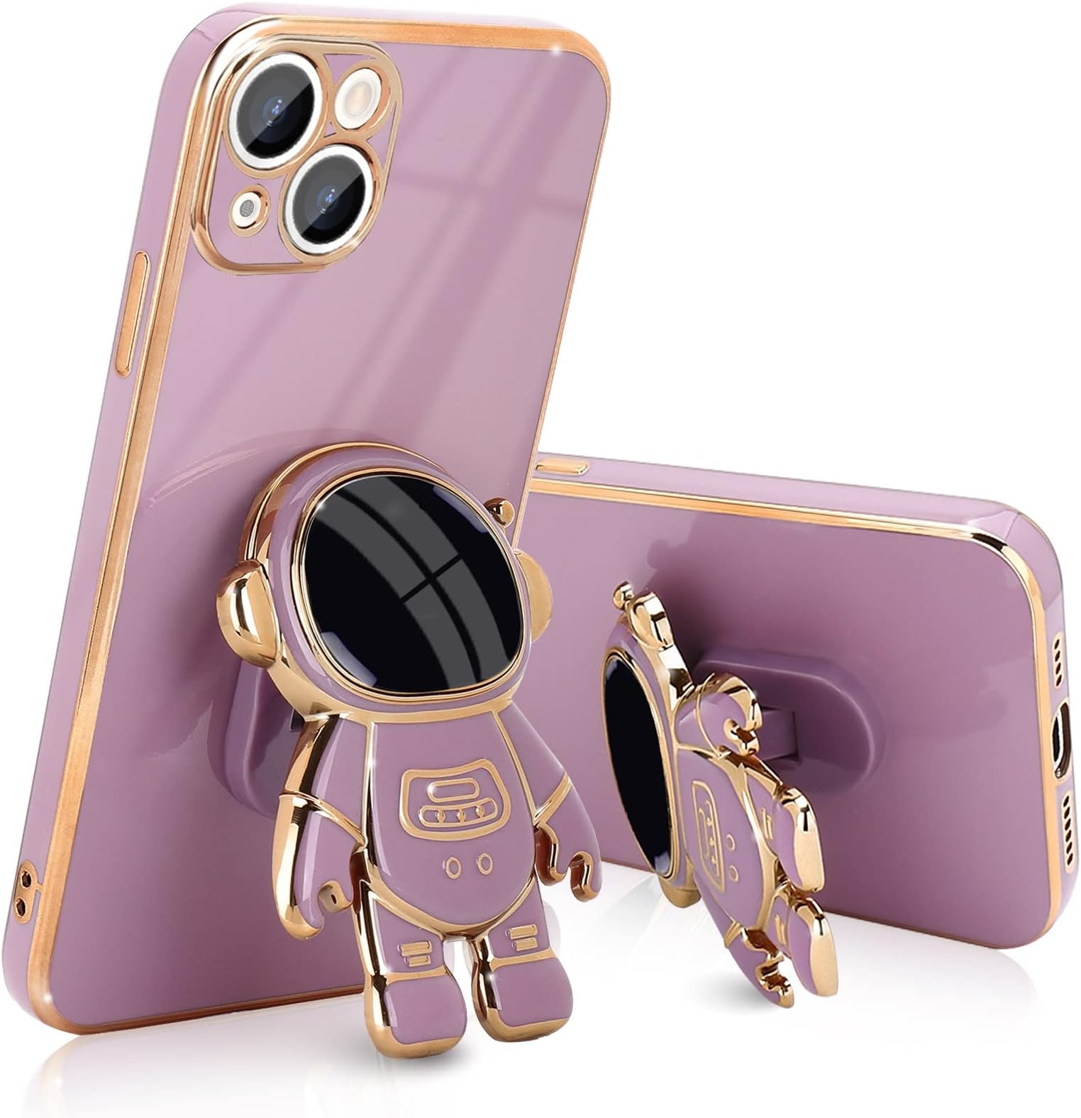 Pepmune Compatible with iPhone 13 Mini Case Cute 3D Astronaut Stand Design Camera Protection Shockproof Soft Back Cover for Apple iPhone 13 Mini Phone Case Purple